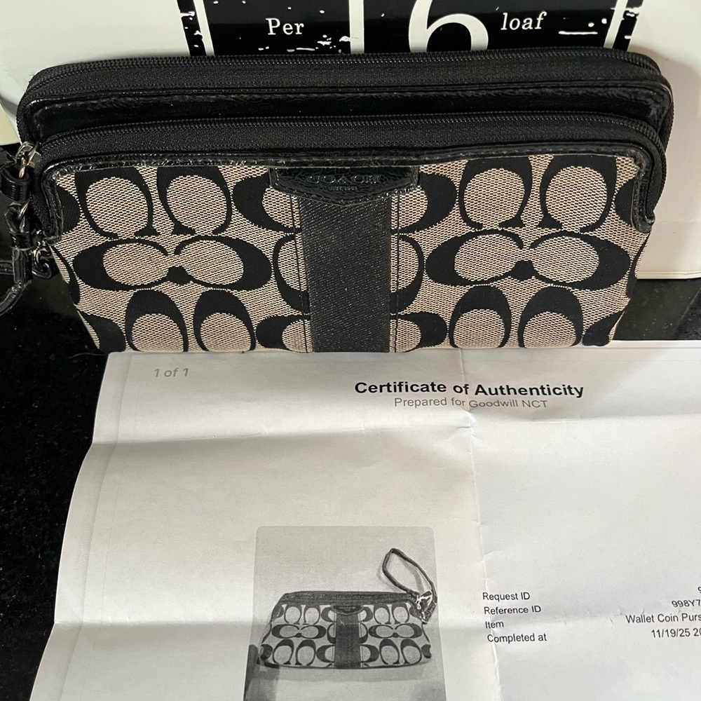 Coach Signature Black and grey Wristlet